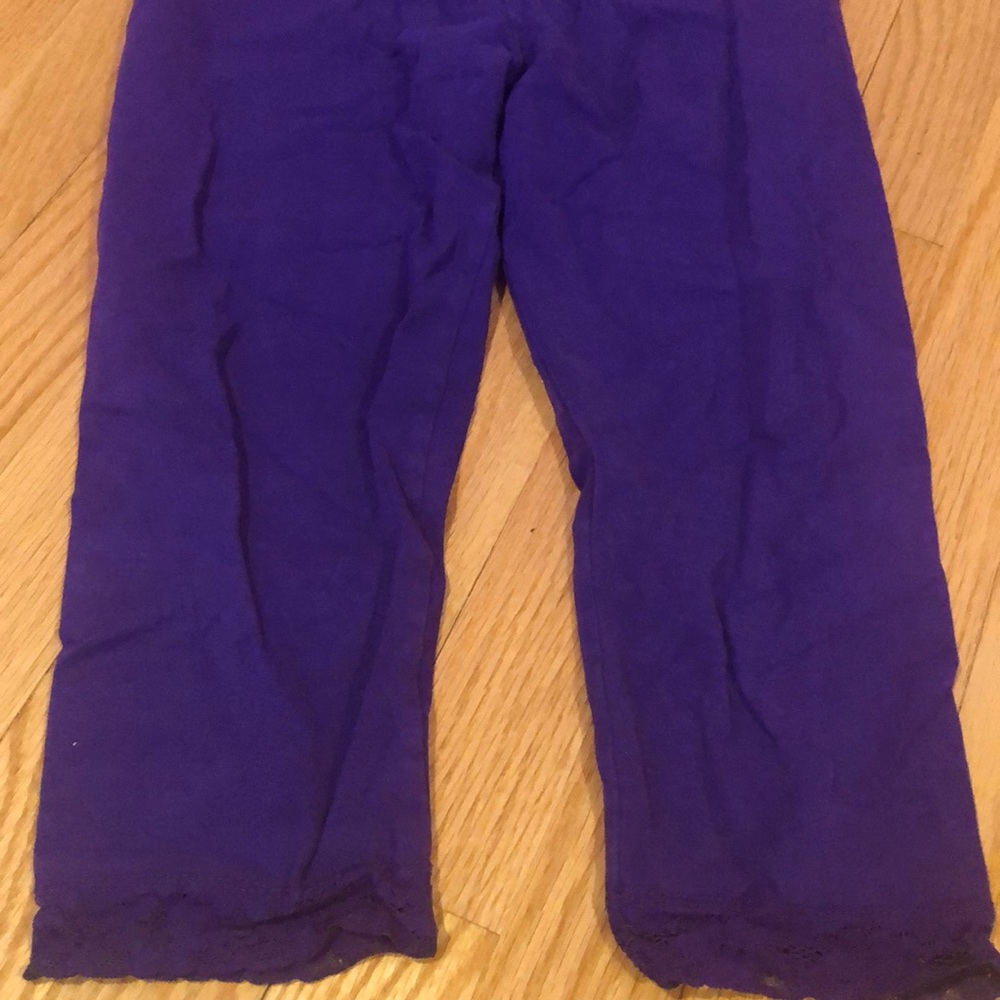 Purple Children’s Place leggings with lace cuffs